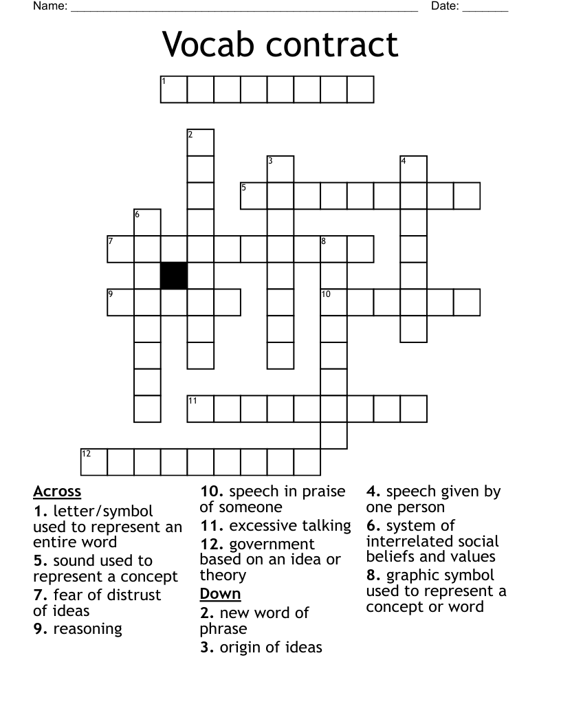 Vocab contract Crossword