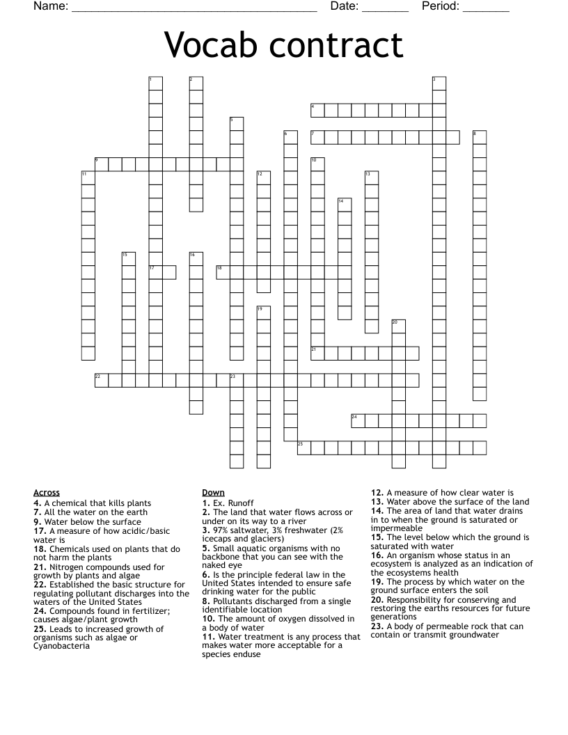 Vocab contract  Crossword