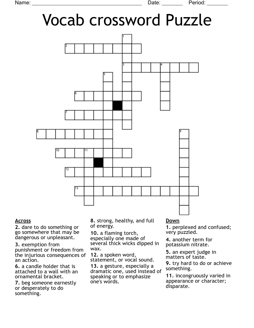 Vocab crossword Puzzle