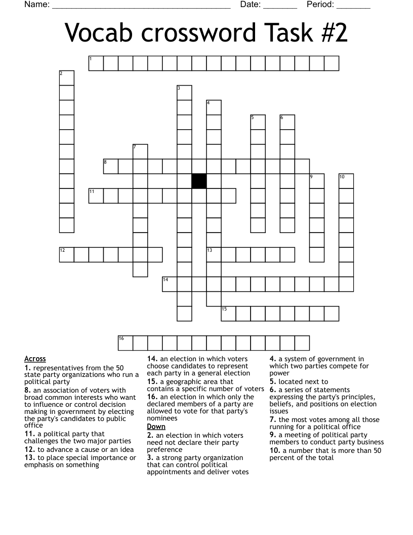 Vocab crossword Task #2