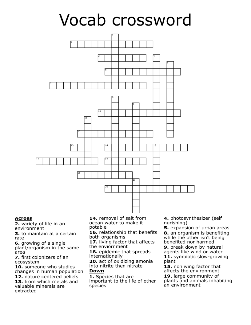 Vocab crossword 