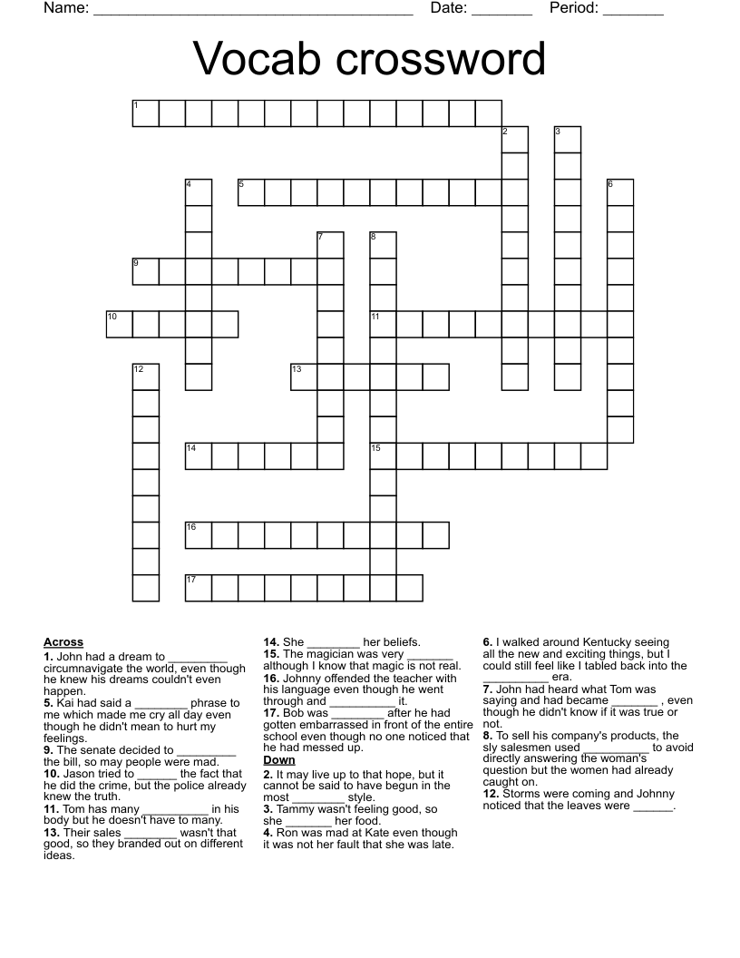 Vocab crossword 