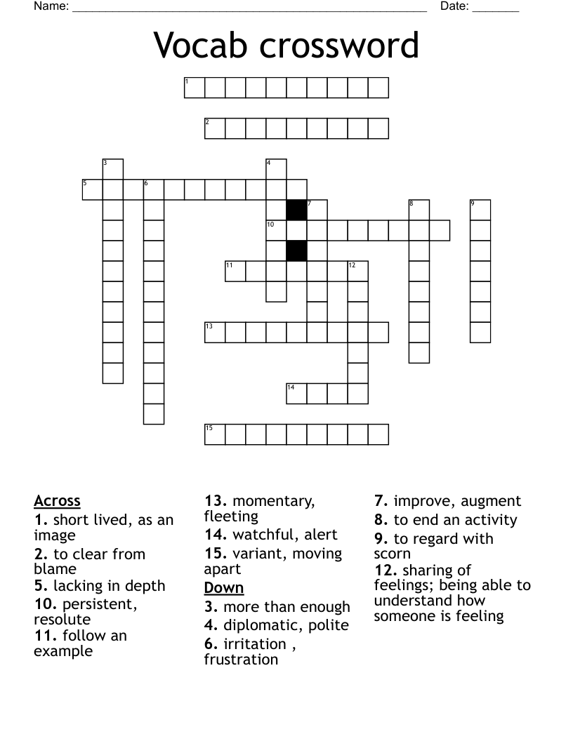 Vocab crossword 