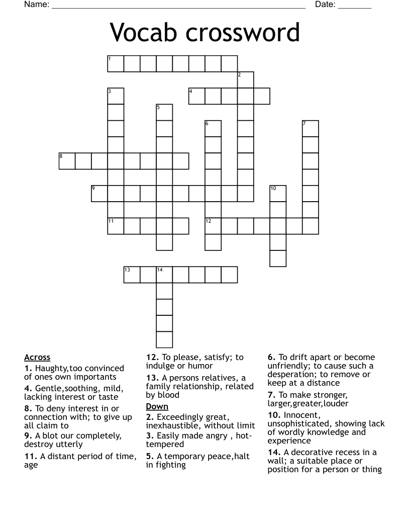 Vocab crossword 