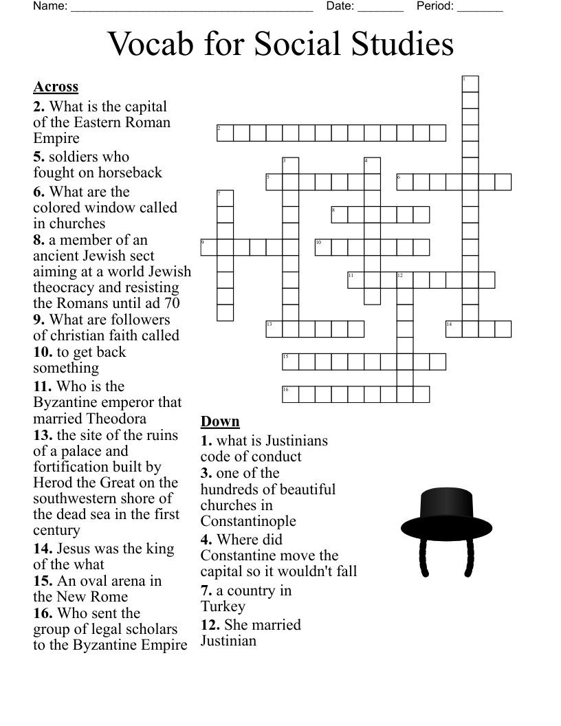 Vocab for Social Studies Crossword