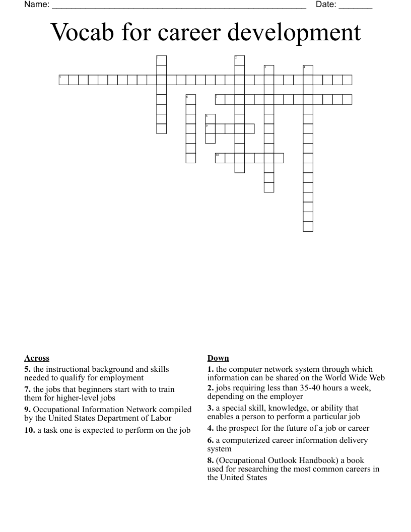 Vocab for career development Crossword