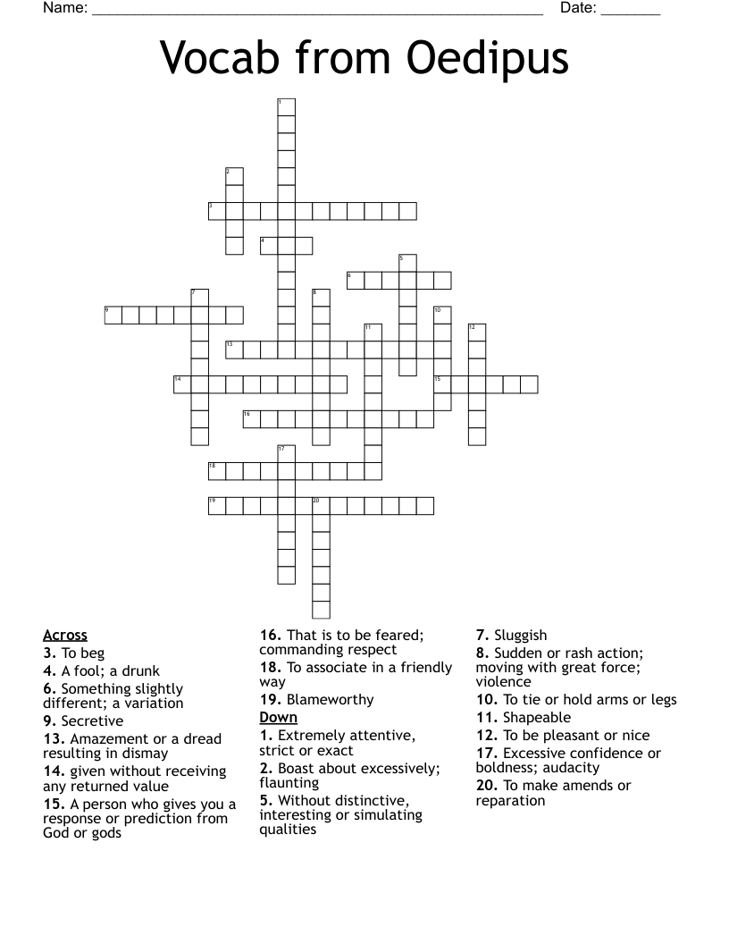 Vocab from Oedipus Crossword