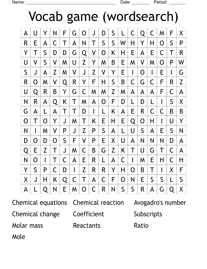 Vocab game (wordsearch) 