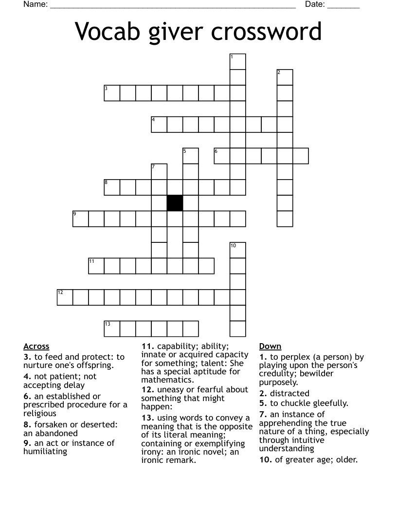 Vocab giver crossword 