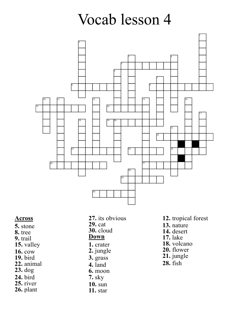 Vocab lesson 4 Crossword