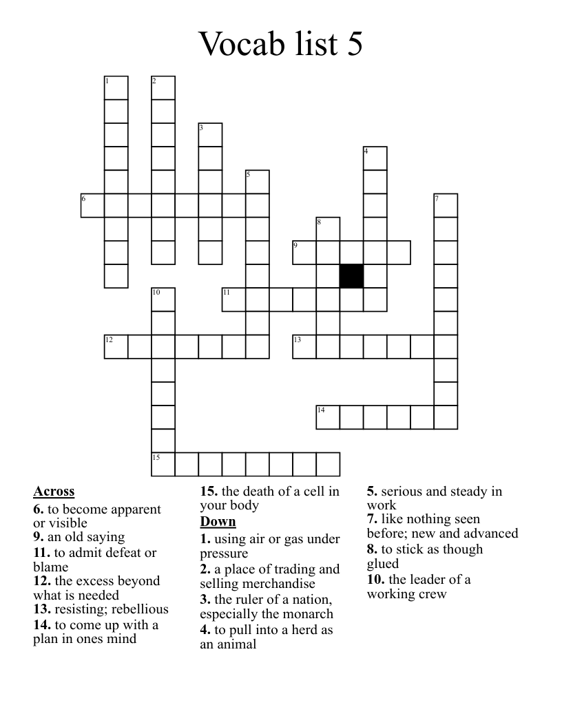 Vocab list 5 Crossword