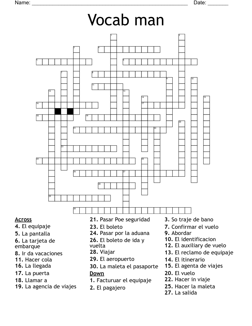 Vocab man Crossword