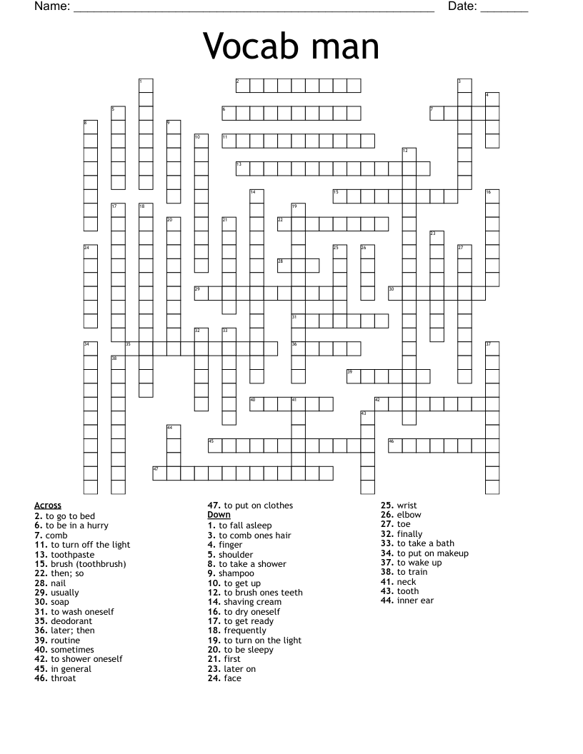 Vocab man Crossword