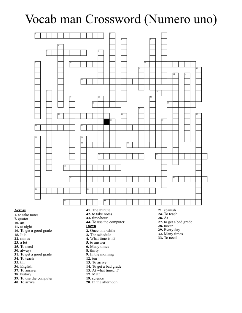 Vocab man Crossword (Numero uno)