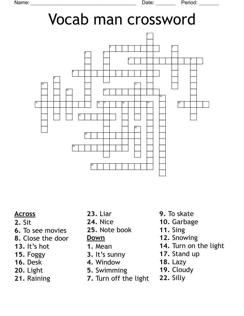 Vocab man crossword 