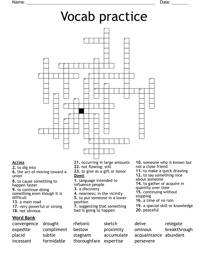 Vocab practice Crossword