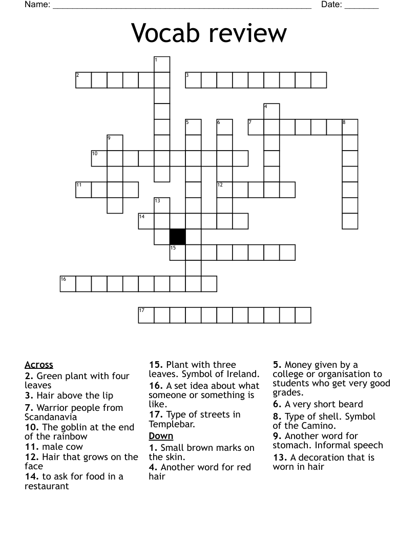 Vocab review Crossword