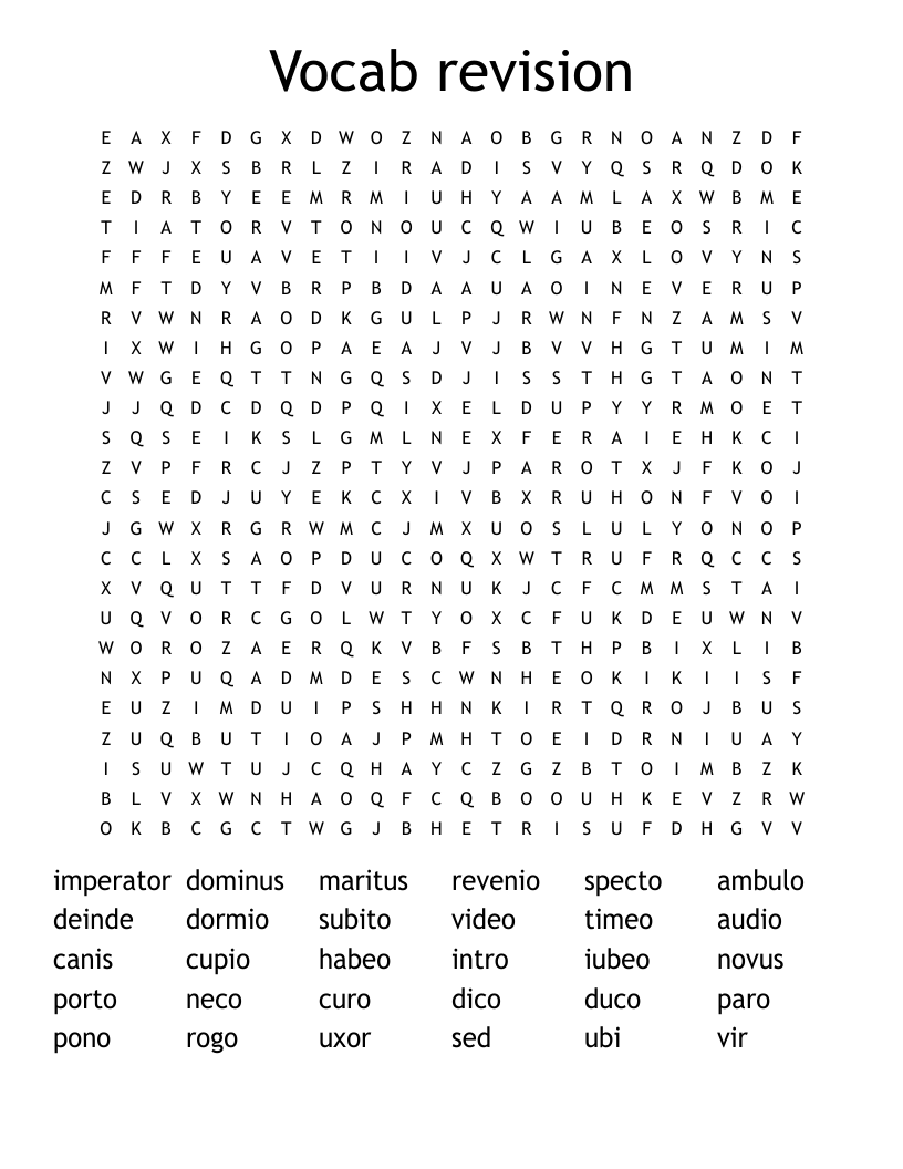 Vocab revision Word Search