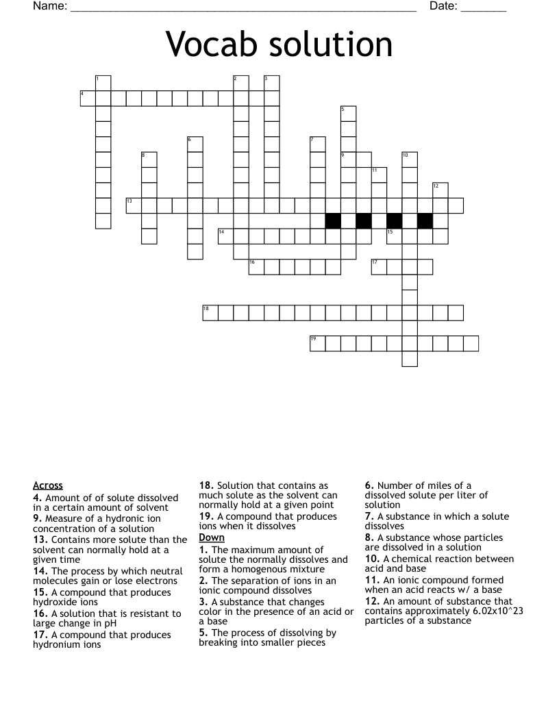 Vocab solution  Crossword