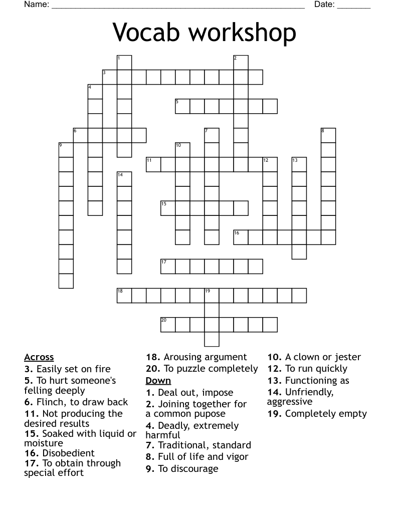 Vocab workshop Crossword