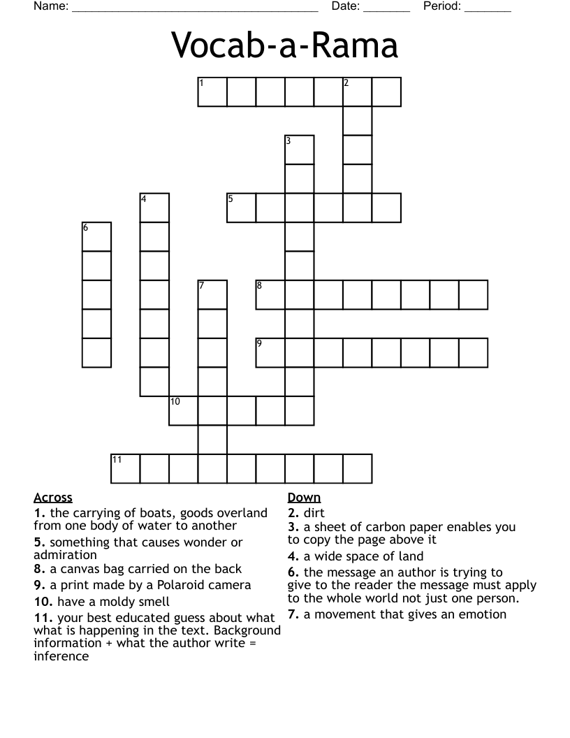 Vocab-a-Rama Crossword
