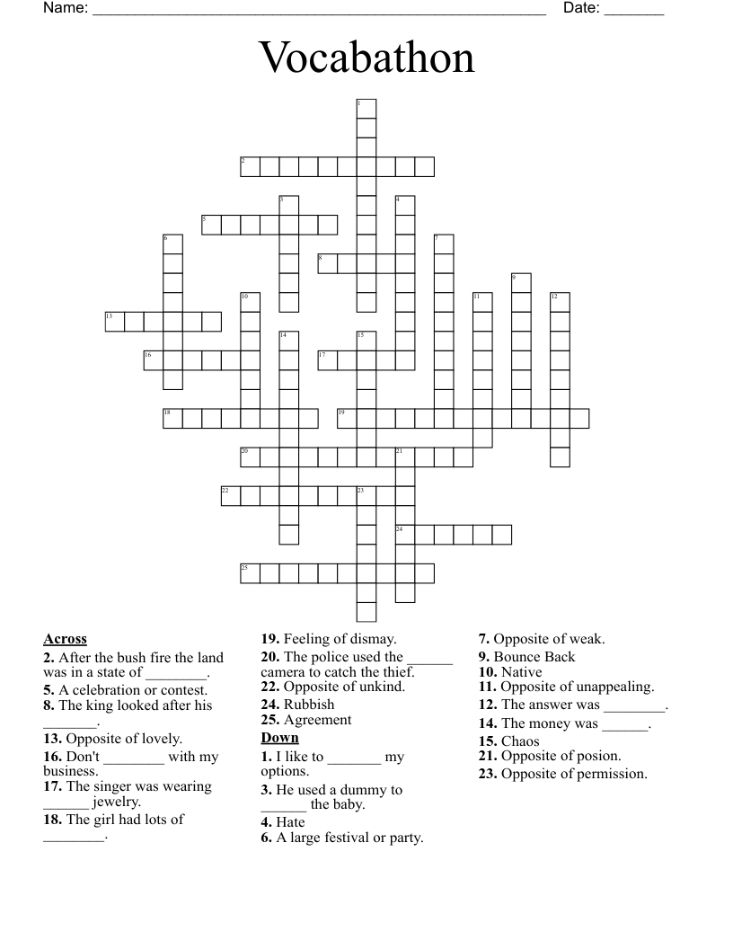 Vocabathon  Crossword