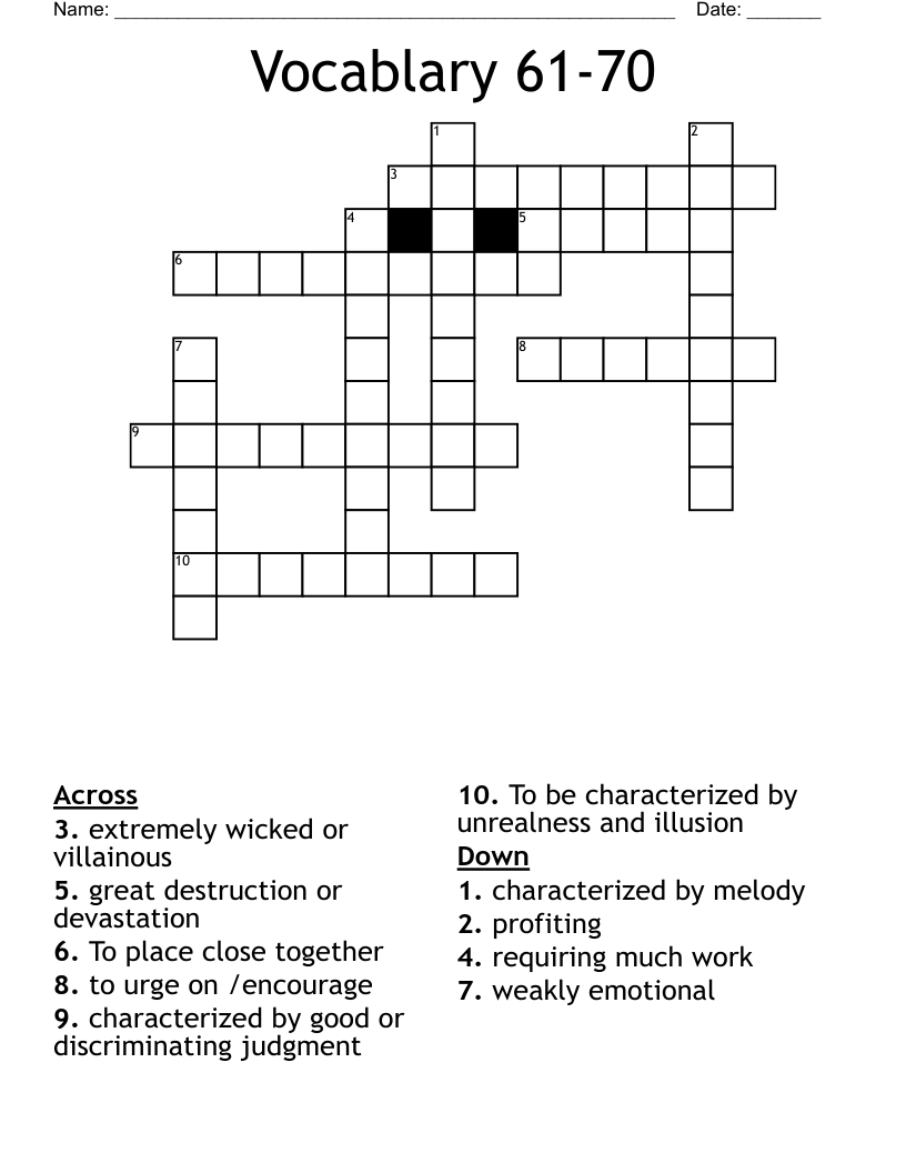 Vocablary 61-70 Crossword