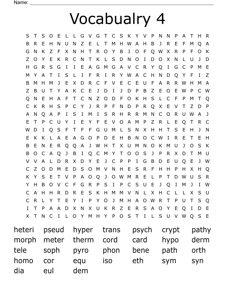 Vocabualry 4 Word Search