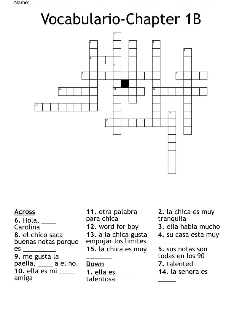 Vocabulario-Chapter 1B Crossword