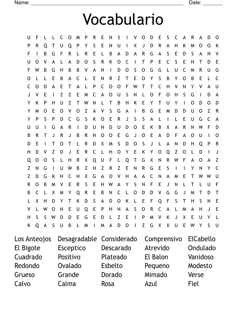 Vocabulario Word Search