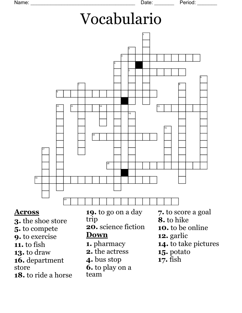 Vocabulario Crossword