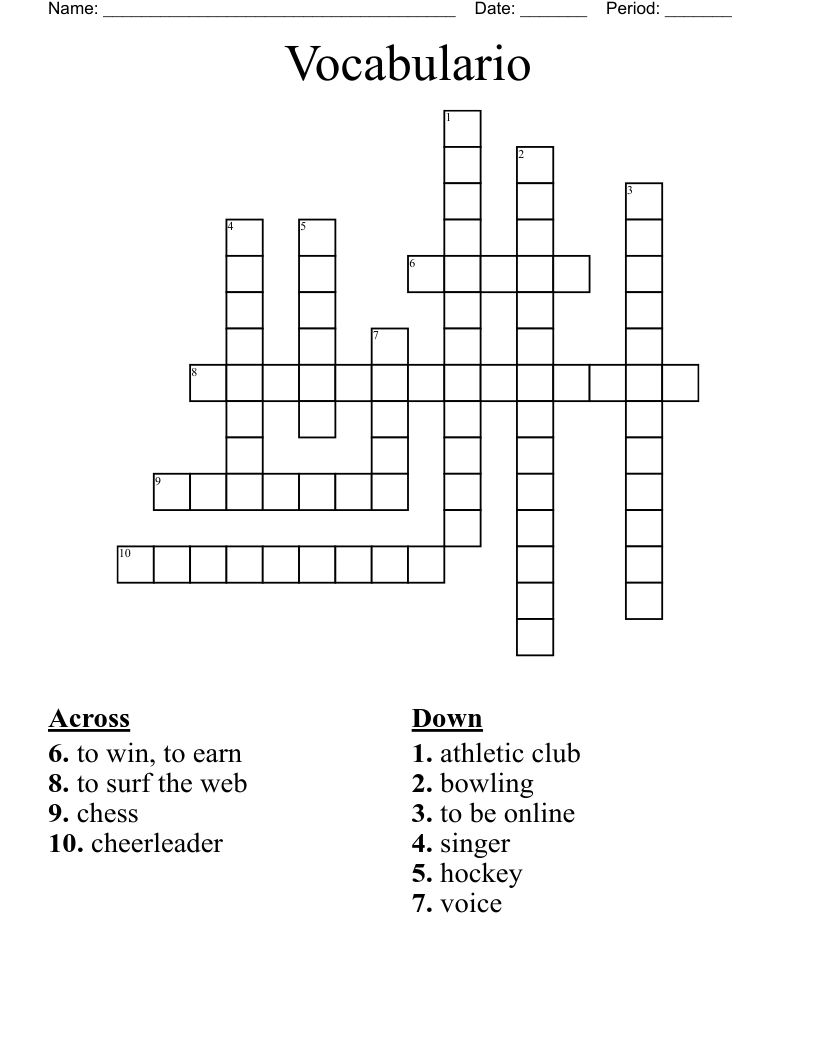 Vocabulario Crossword