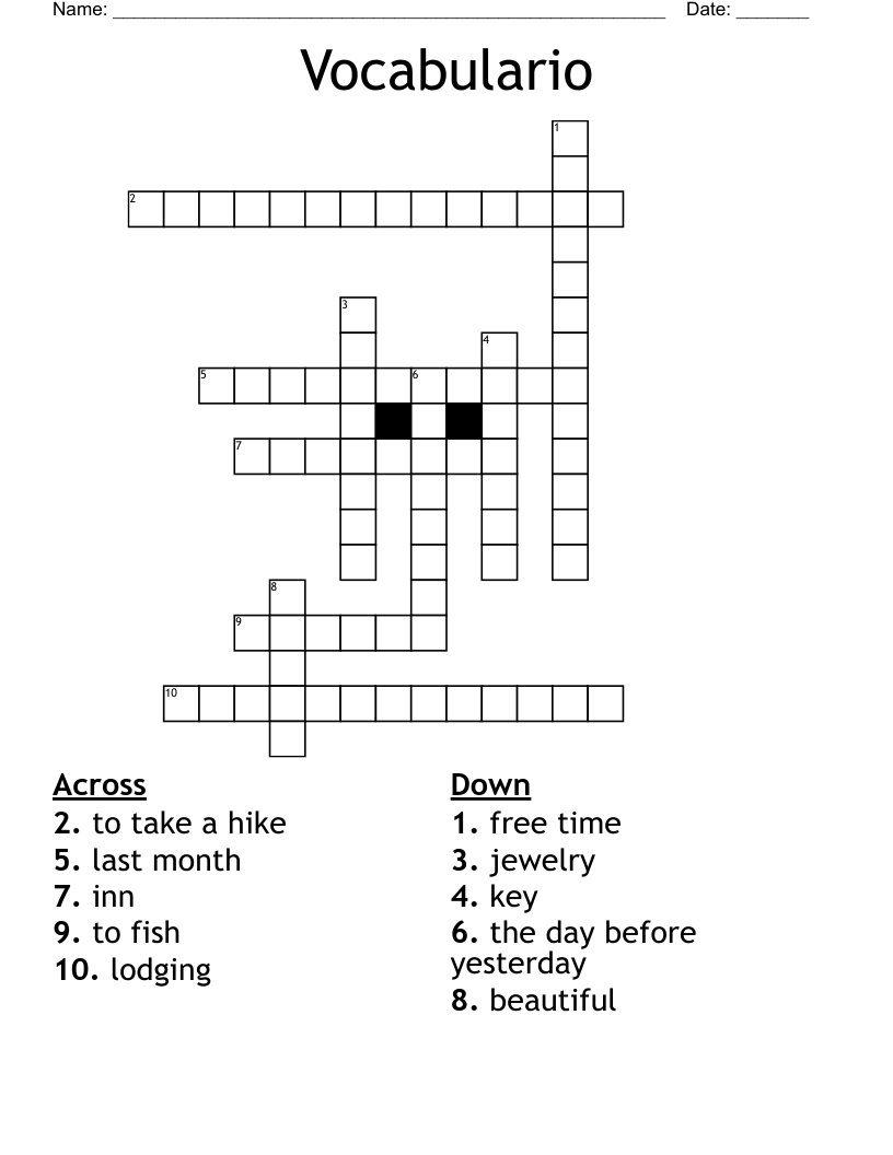 Vocabulario Crossword