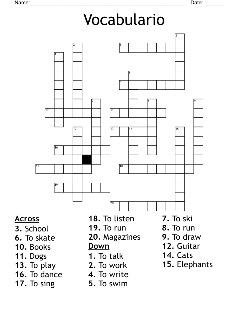 Vocabulario Crossword