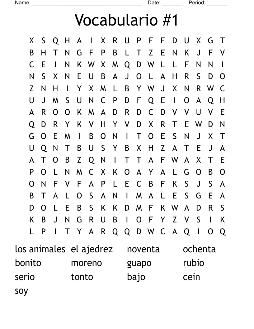Vocabulario #1 Word Search