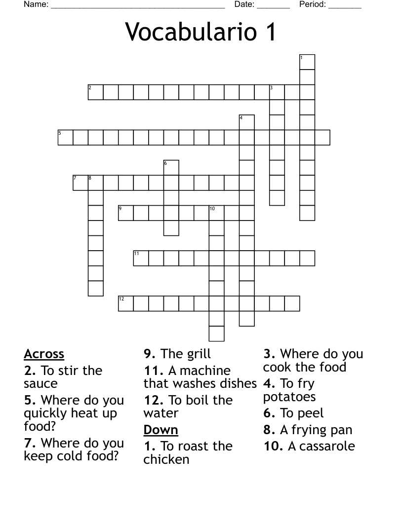 Vocabulario 1  Crossword