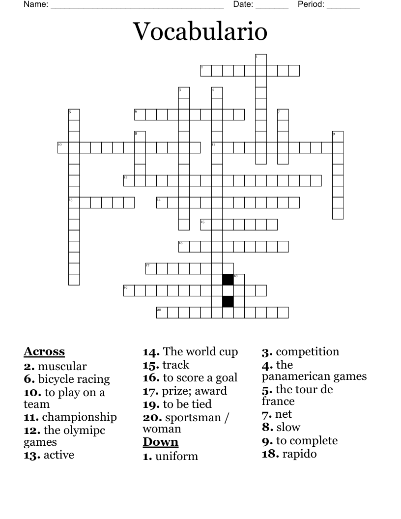 Vocabulario Crossword