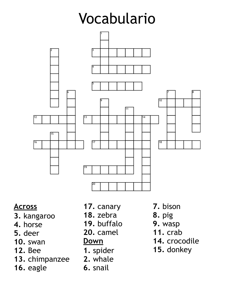 Vocabulario Crossword