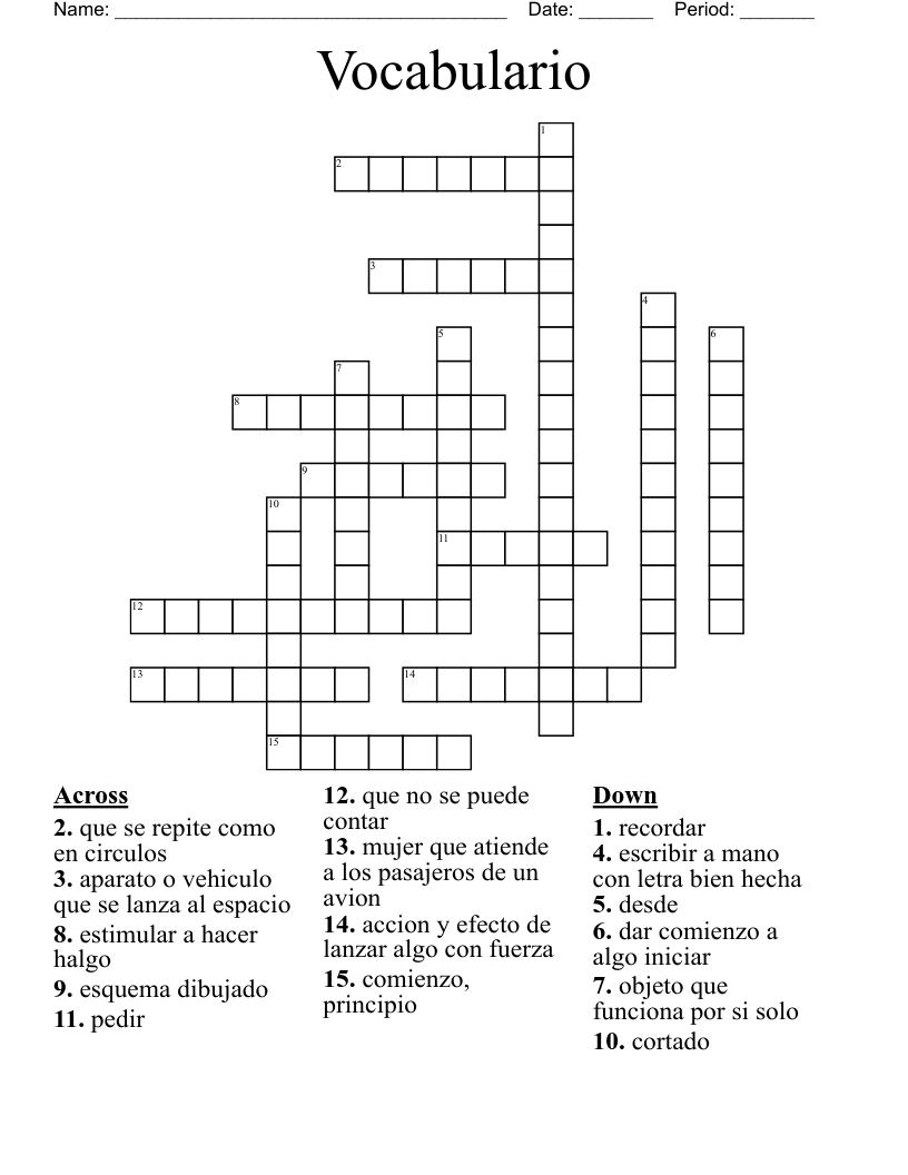 Vocabulario Crossword