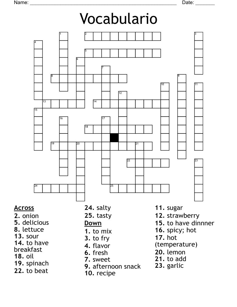 Vocabulario Crossword