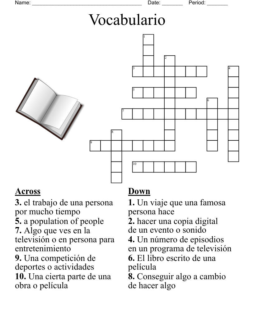 Vocabulario Crossword