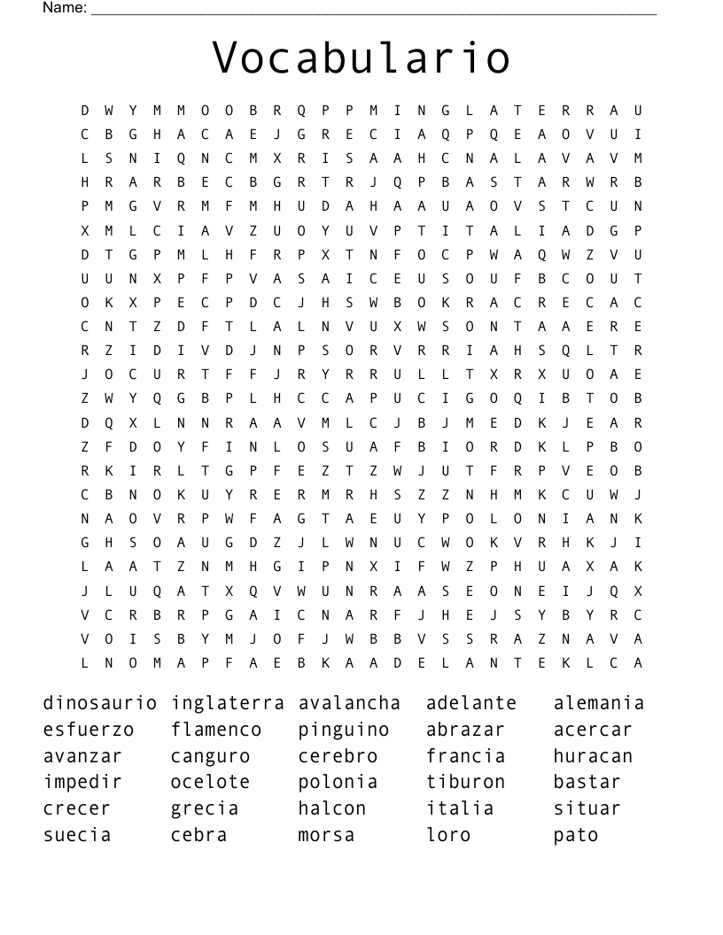 Vocabulario Word Search