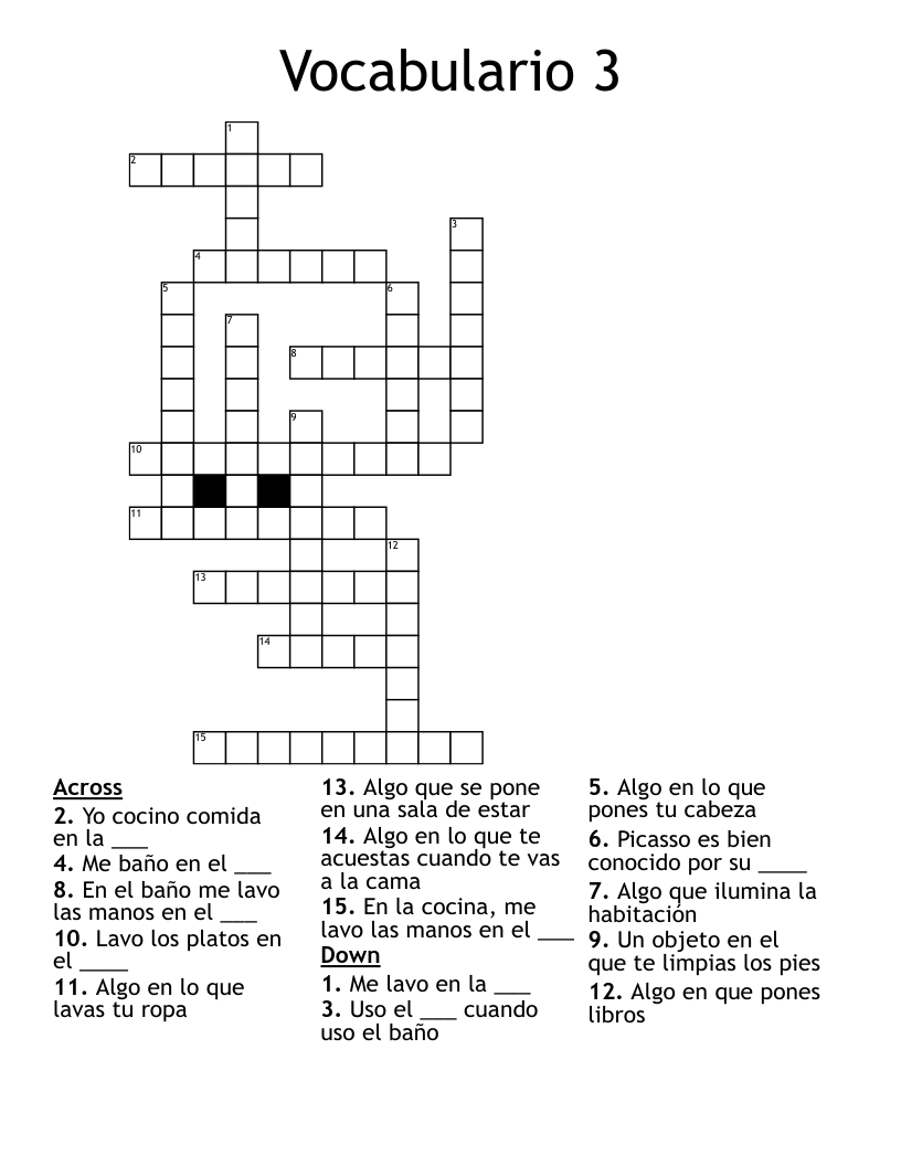 Vocabulario 3 Crossword