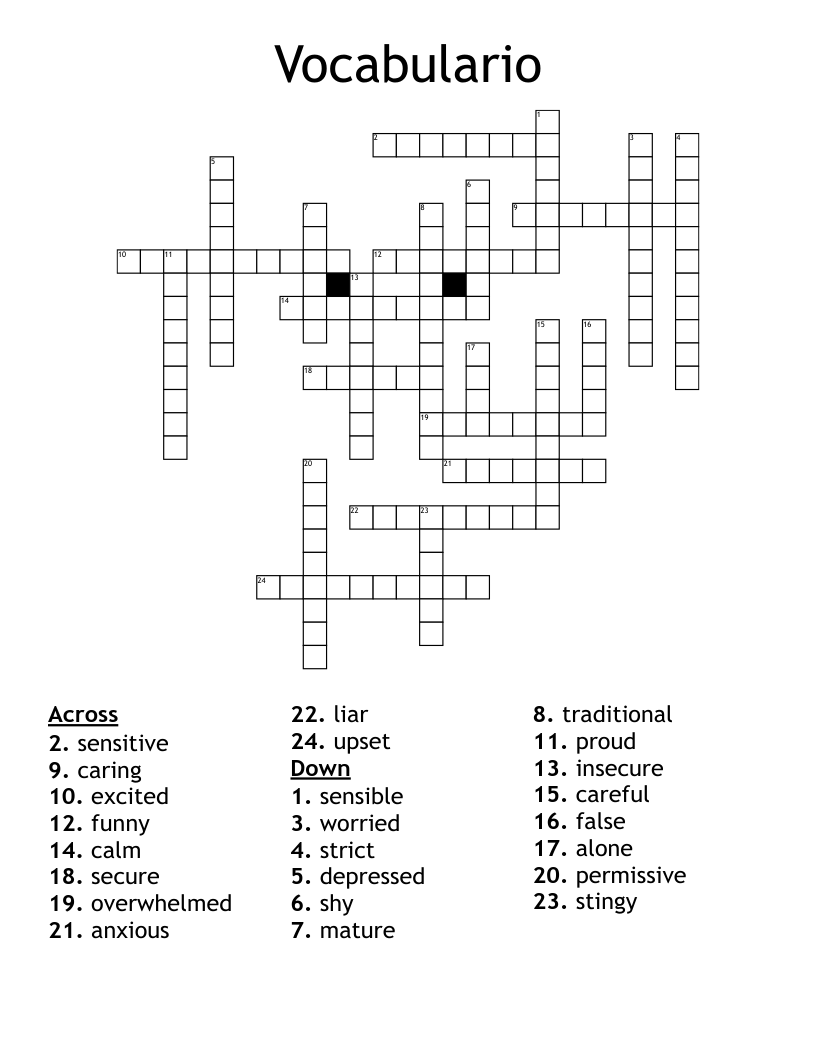 Vocabulario Crossword