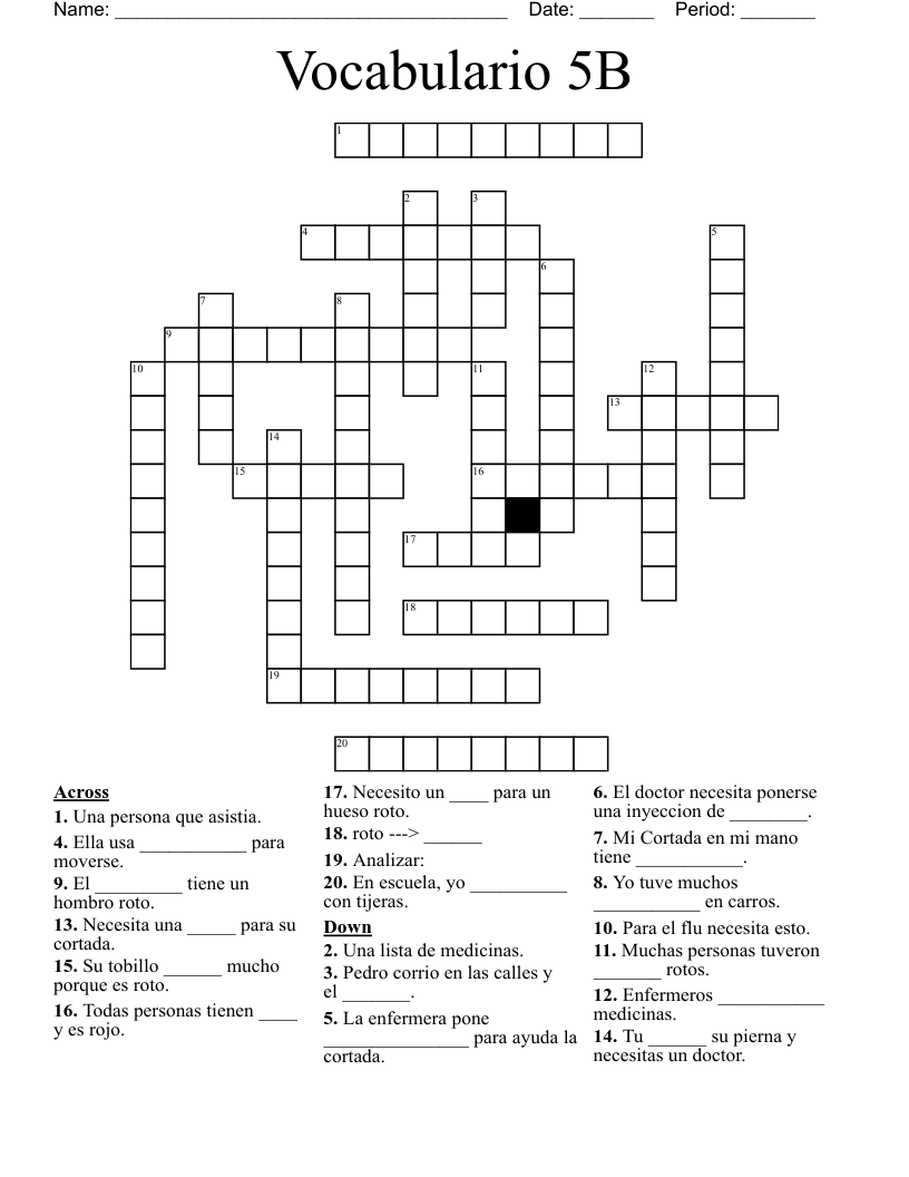 Vocabulario 5B Crossword
