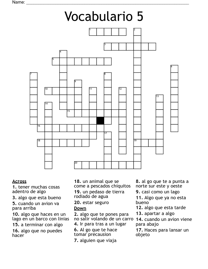 Vocabulario 5 Crossword