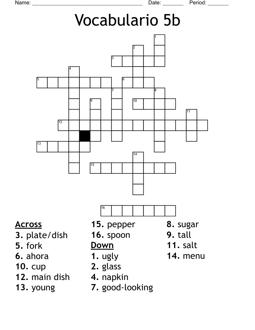 Vocabulario 5b Crossword