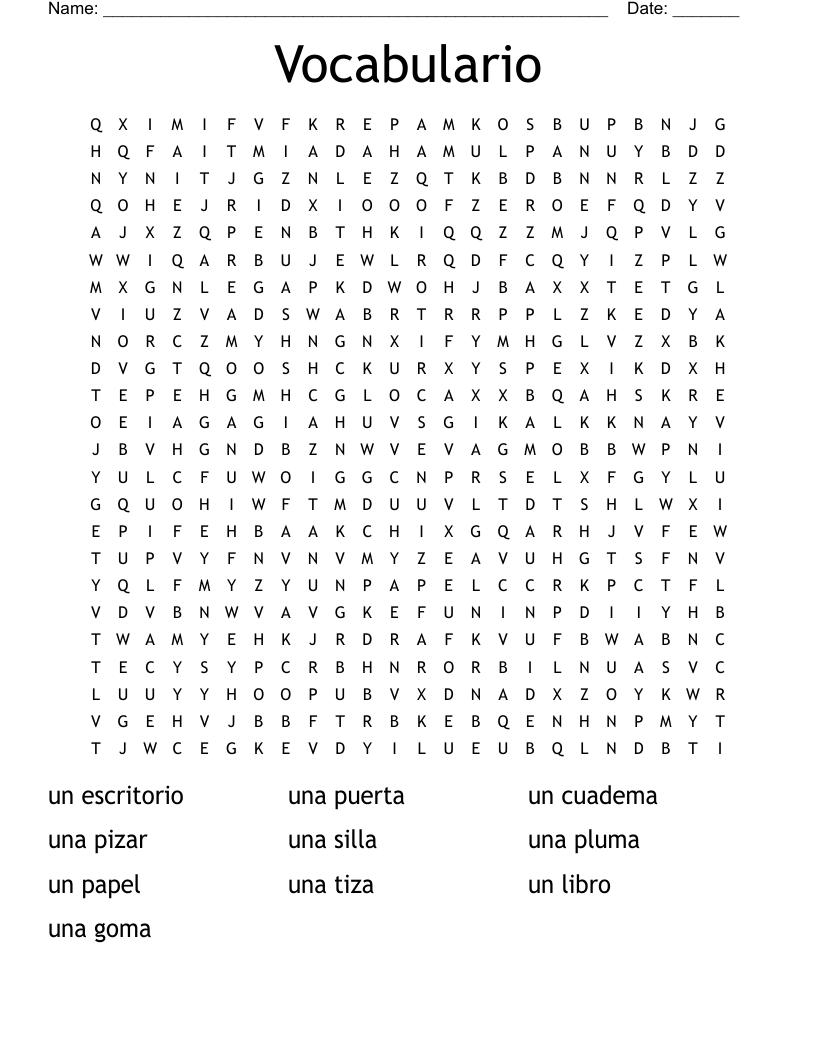 Vocabulario Word Search