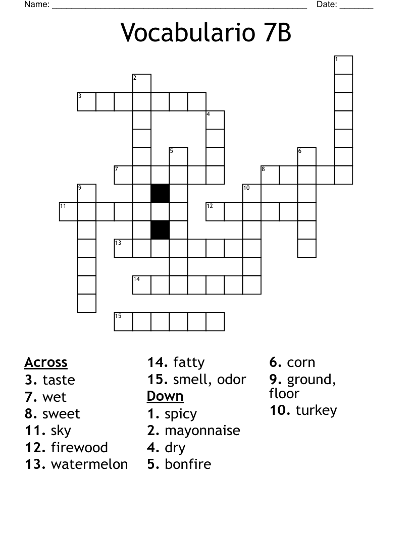 Vocabulario 7B Crossword