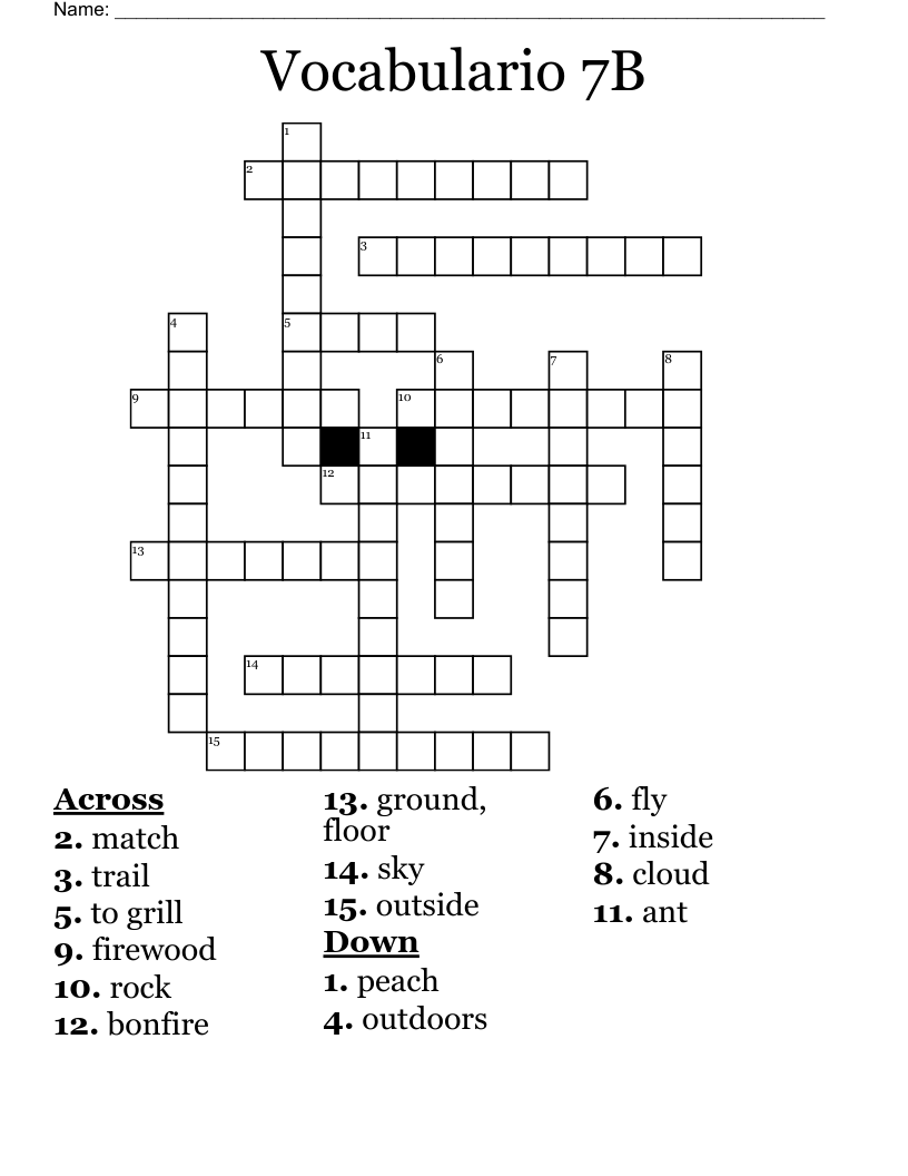 Vocabulario 7B Crossword